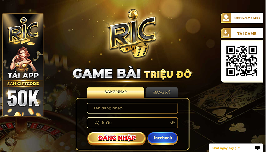 Đăng nhập tài khoản vào cổng game RicWin