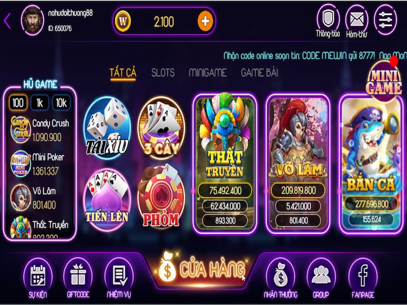 Cổng game có nhiều game chơi mới và hấp dẫn