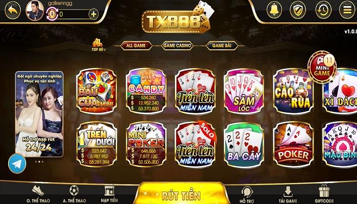 Những tựa game chất lượng tại TX888