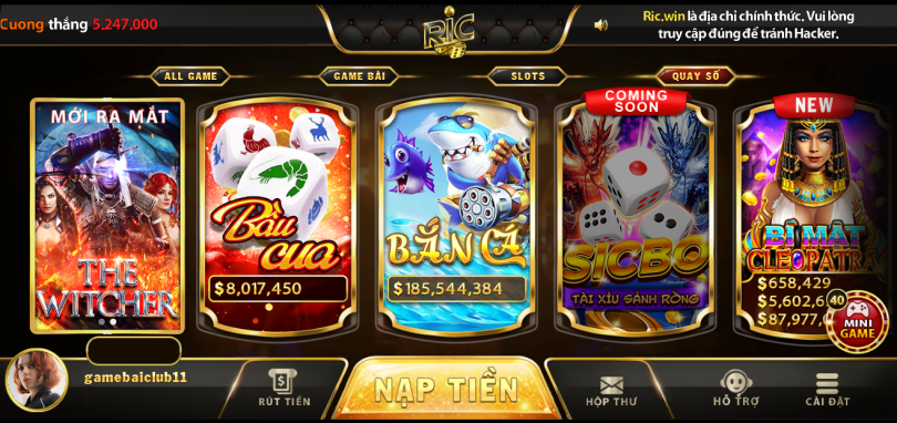 Những tựa game hấp dẫn có tại RicWin